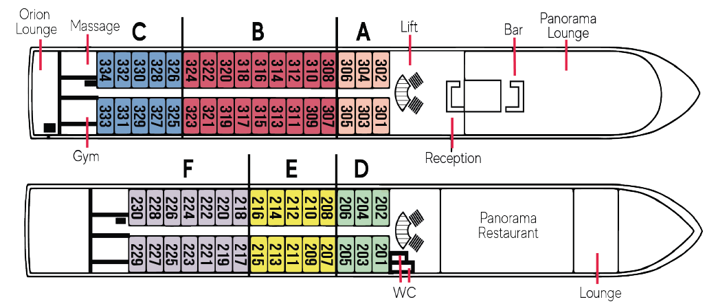 Map of the deck plan